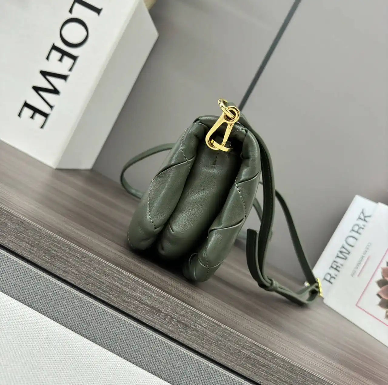 Loewe Puffer Goya Bag in Pleated Shiny Nappa  A896P41X148752 Green