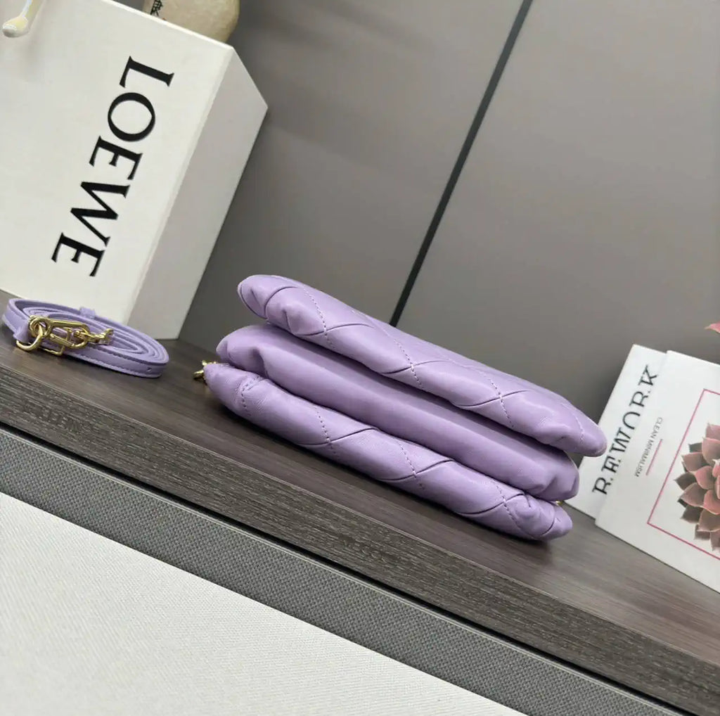 Loewe Large Puffer Goya Bag in Pleated Shiny Nappa 062466 Purple