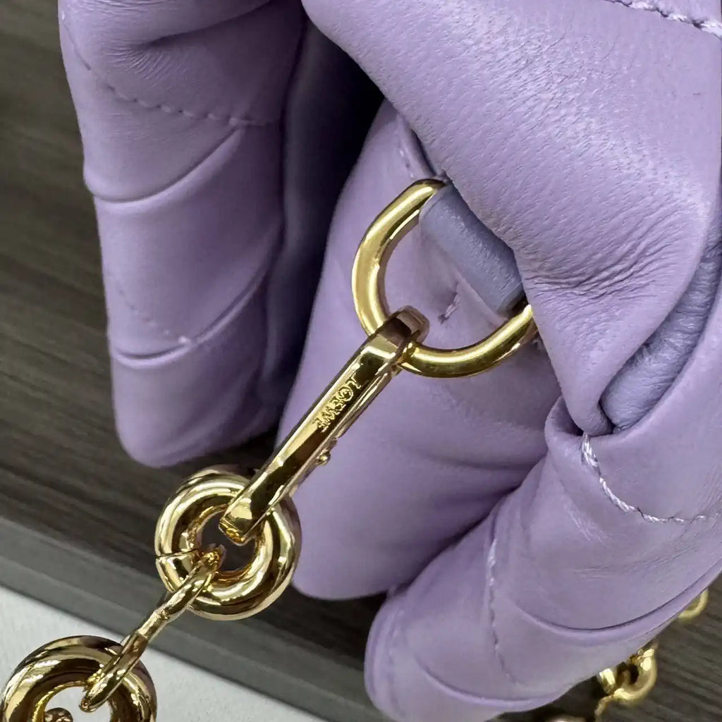 Loewe Large Puffer Goya Bag in Pleated Shiny Nappa 062466 Purple
