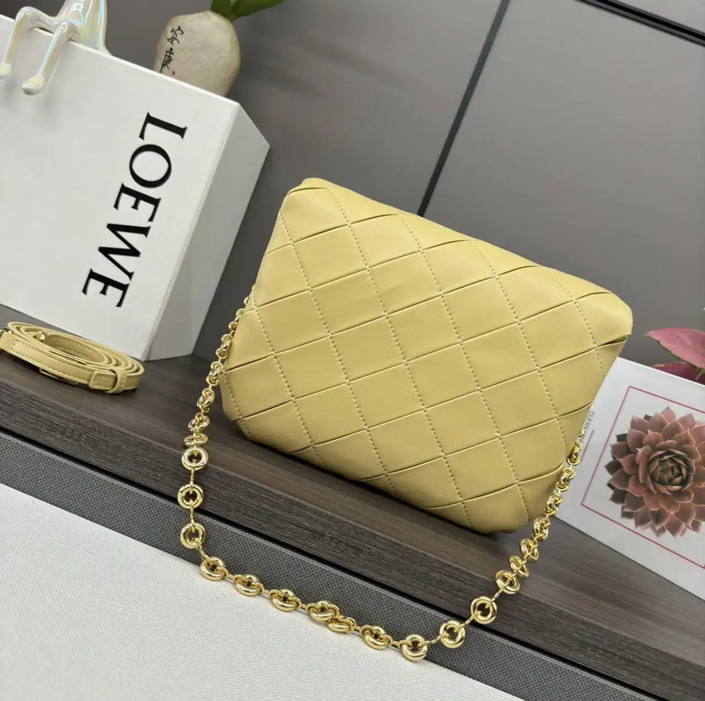 Loewe Large Puffer Goya Bag in Pleated Shiny Nappa 062466 Yellow