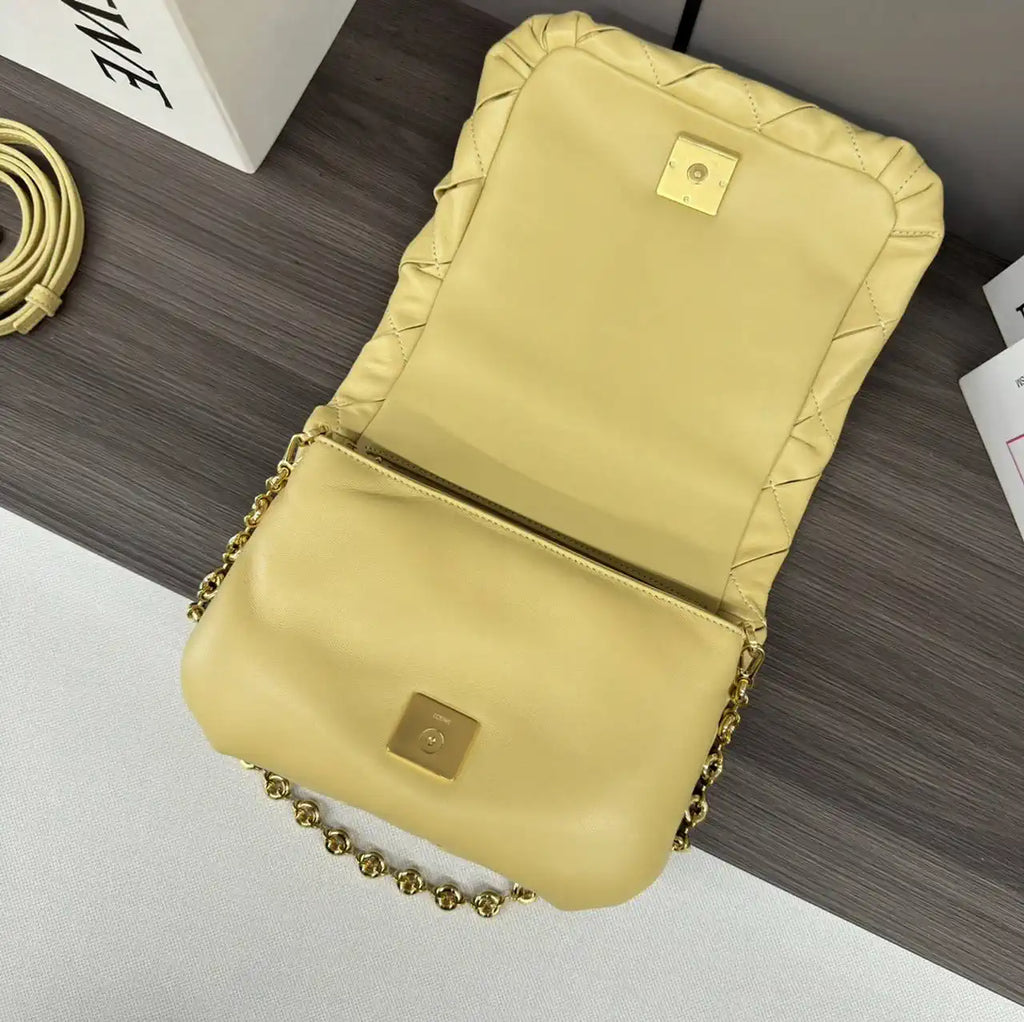 Loewe Large Puffer Goya Bag in Pleated Shiny Nappa 062466 Yellow