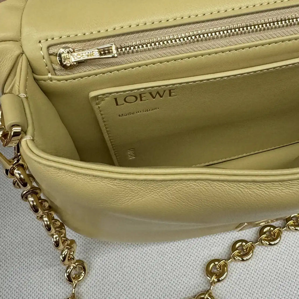 Loewe Large Puffer Goya Bag in Pleated Shiny Nappa 062466 Yellow