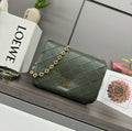 Loewe Large Puffer Goya Bag in Pleated Shiny Nappa 062466 Green
