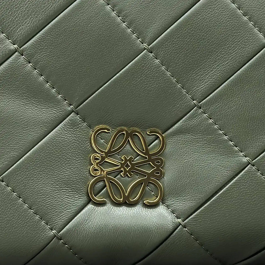 Loewe Large Puffer Goya Bag in Pleated Shiny Nappa 062466 Green