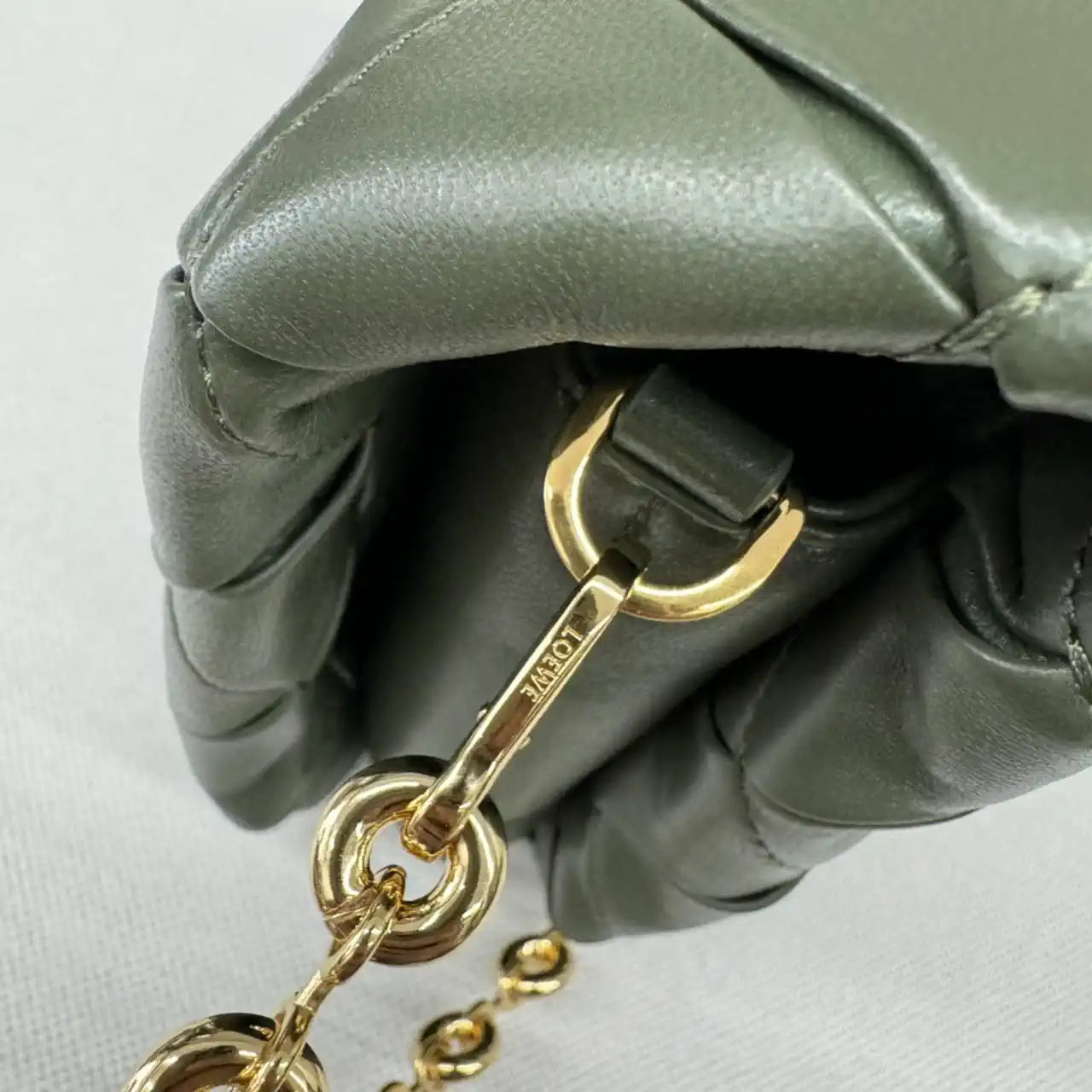 Loewe Large Puffer Goya Bag in Pleated Shiny Nappa 062466 Green