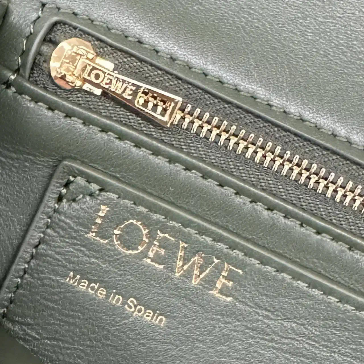 Loewe Large Puffer Goya Bag in Pleated Shiny Nappa 062466 Green