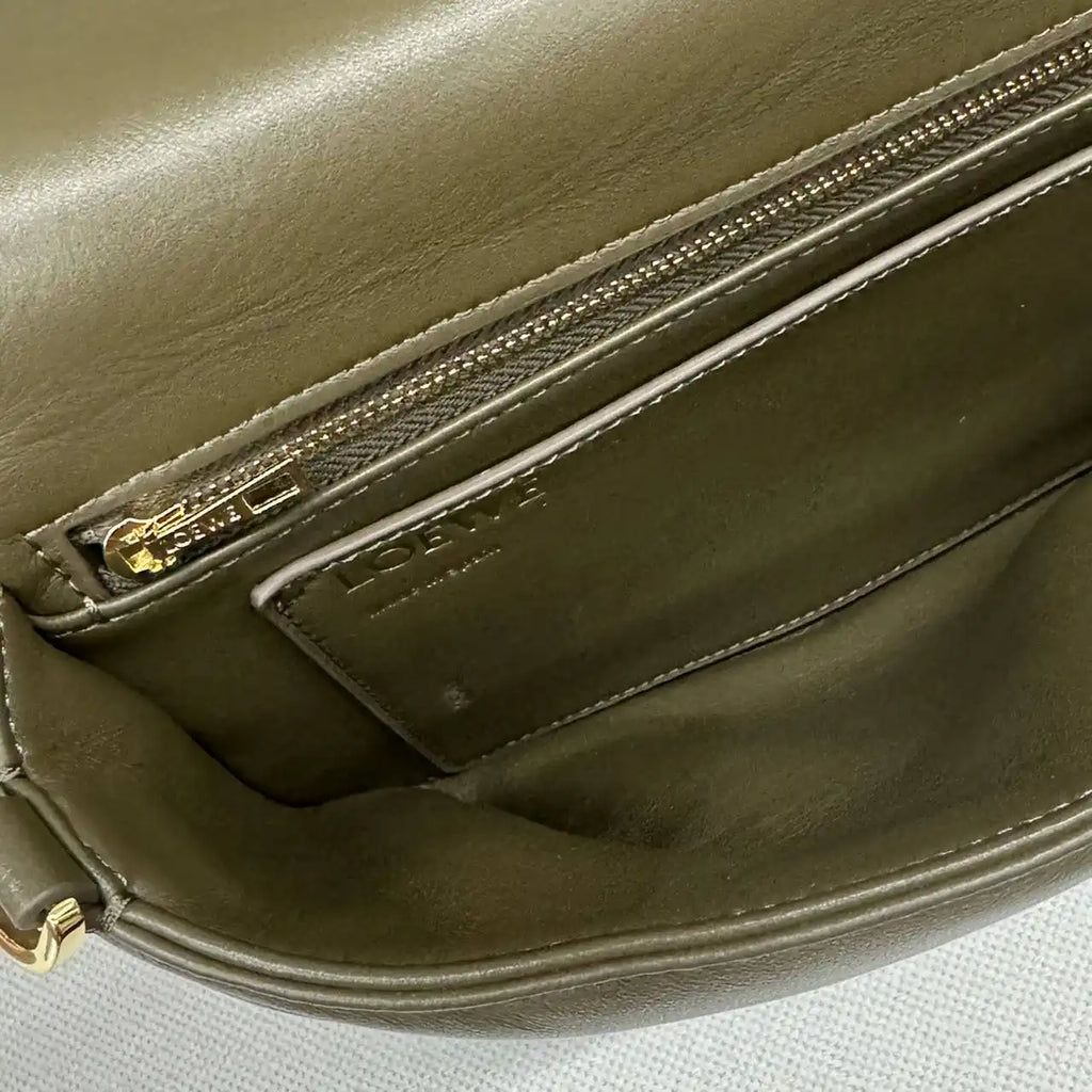 Loewe Large Puffer Goya Bag in Pleated Shiny Nappa 062466 Dark Green