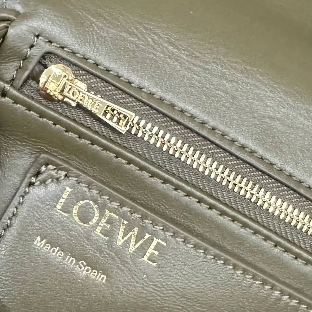 Loewe Large Puffer Goya Bag in Pleated Shiny Nappa 062466 Dark Green