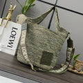 Loewe Slit pochette bag in raffia and calfskin 32824W10 Green
