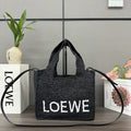 Loewe Small LOEWE Font tote in raffia A685B59X03 Black