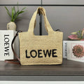 Loewe Small LOEWE Font tote in raffia A685B59X03 Natural
