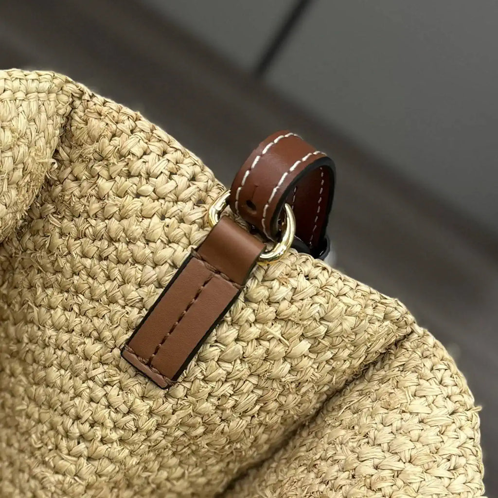Loewe Small LOEWE Font tote in raffia A685B59X03 Natural