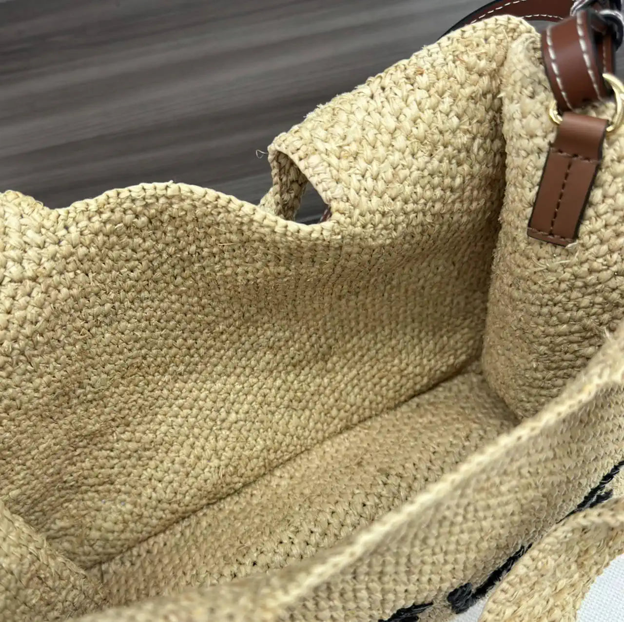 Loewe Small LOEWE Font tote in raffia A685B59X03 Natural