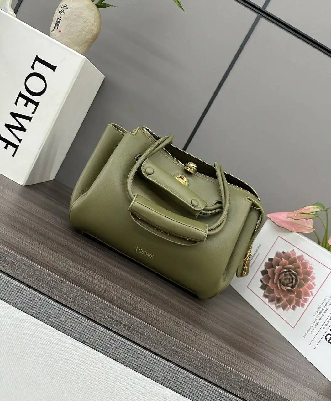 Loewe Small Madrid bag in supple calfskin AANBAB2X01 Green