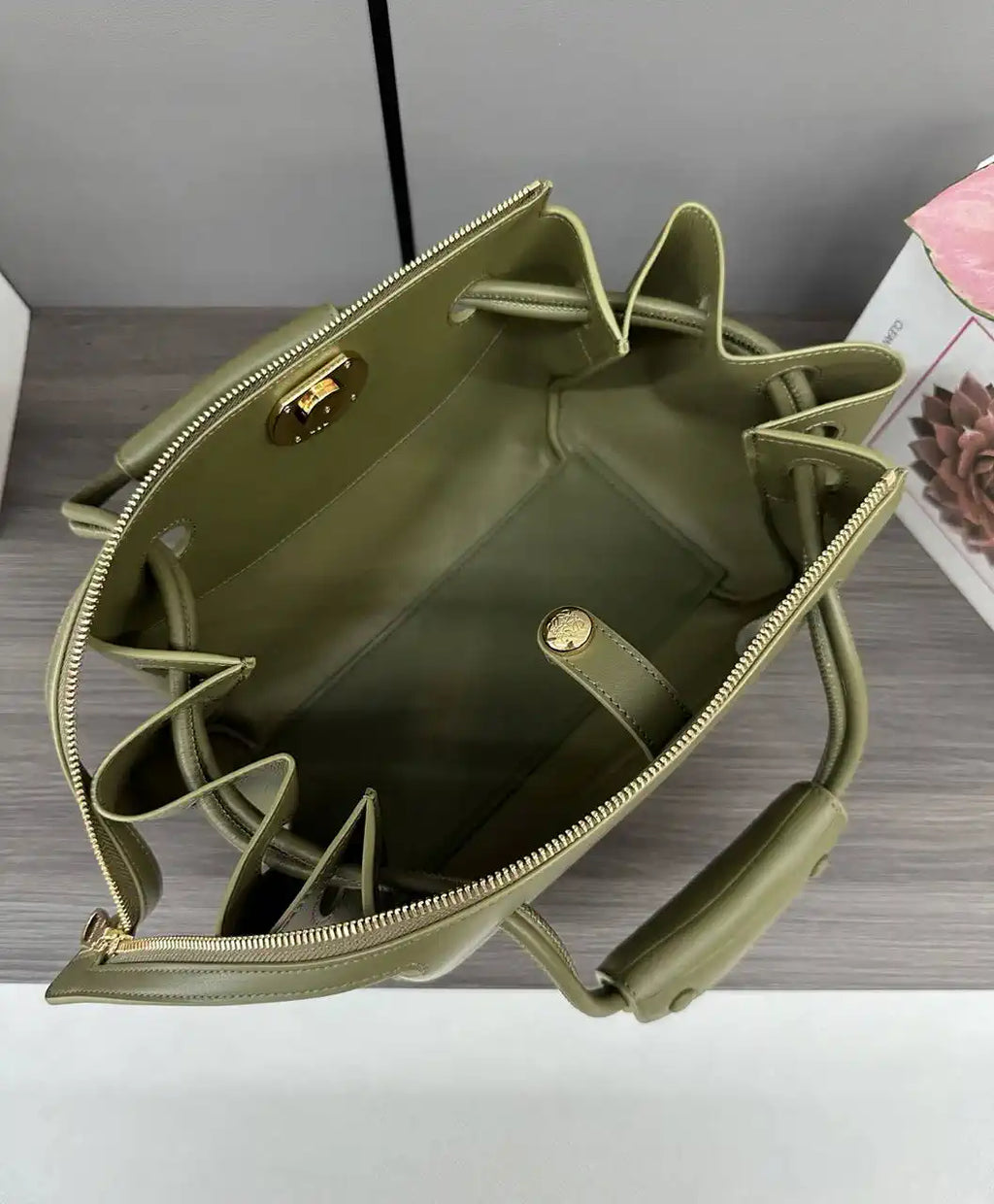 Loewe Small Madrid bag in supple calfskin AANBAB2X01 Green