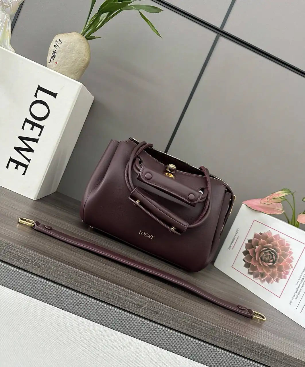 Loewe Small Madrid bag in supple calfskin AANBAB2X01 Dark Brown