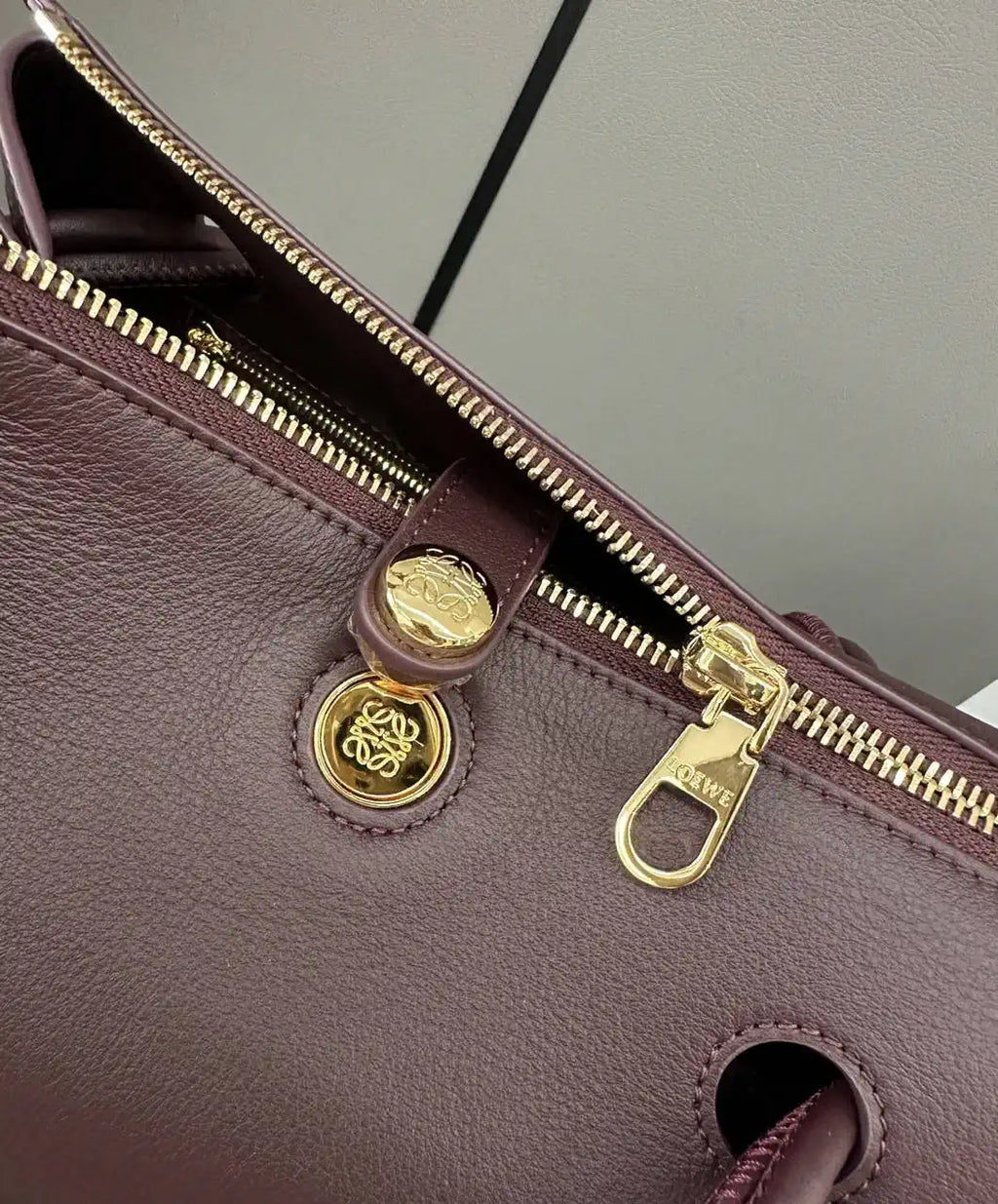 Loewe Small Madrid bag in supple calfskin AANBAB2X01 Dark Brown