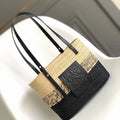 Loewe Small woven raffia basket bag 10112 Black
