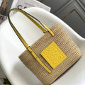 Loewe Small woven raffia basket bag 10112 Yellow