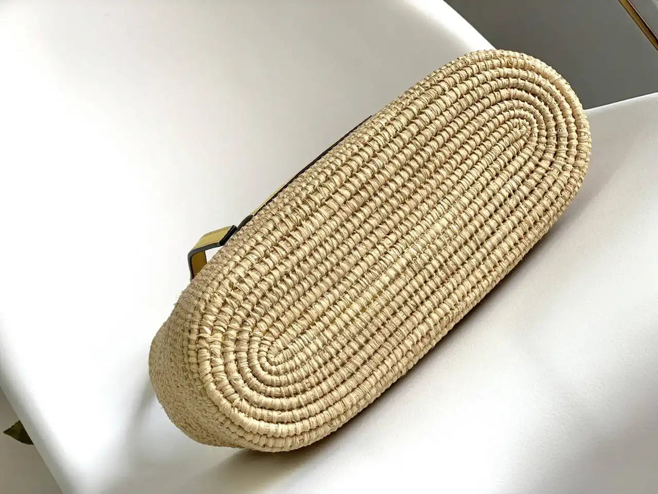 Loewe Small woven raffia basket bag 10112 Yellow