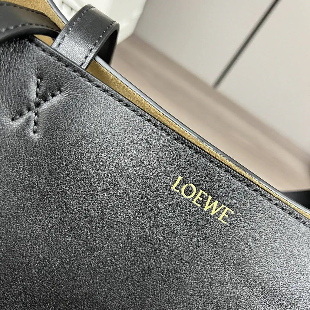 Loewe XL Puzzle Fold tote in shiny calfskin B933Q18X01 Black