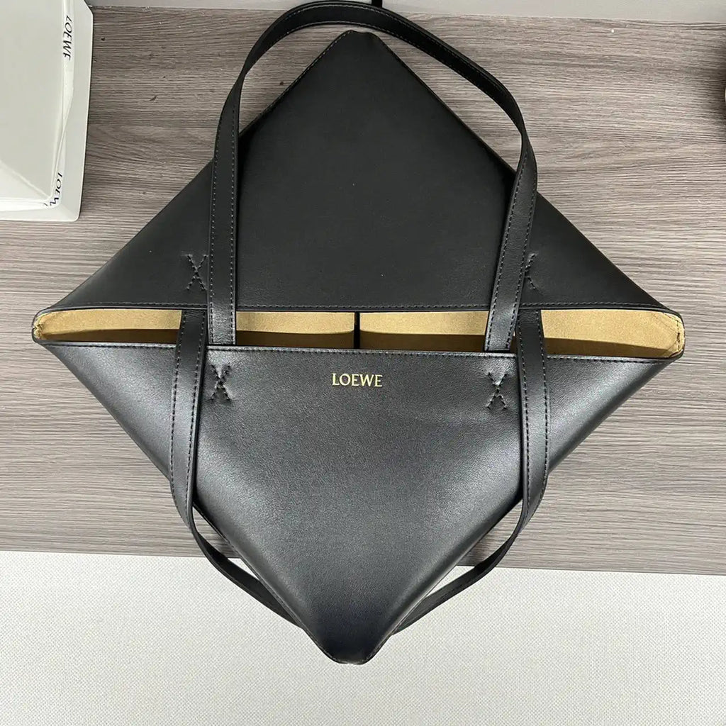 Loewe XL Puzzle Fold tote in shiny calfskin B933Q18X01 Black