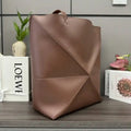 Loewe XL Puzzle Fold tote in shiny calfskin B933Q18X01 Coffe