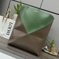 Loewe XL Puzzle Fold tote in shiny calfskin B933Q18X01 Green &coffe