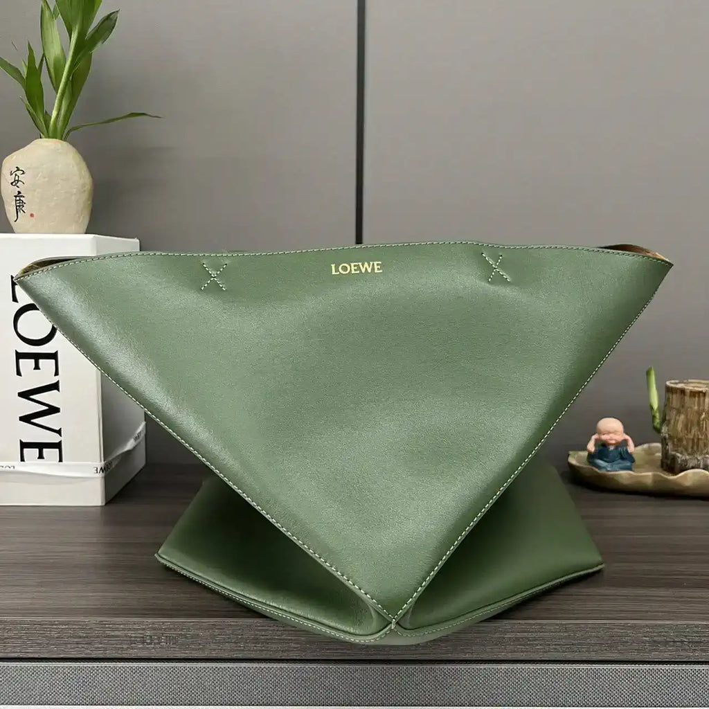 Loewe XL Puzzle Fold tote in shiny calfskin B933Q18X01 Green