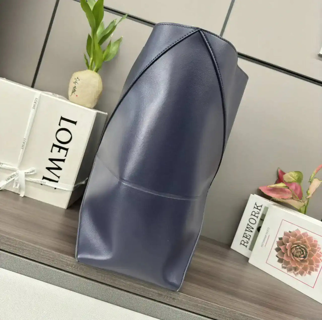 Loewe XL Puzzle Fold tote in shiny calfskin B933Q18X01 Navy