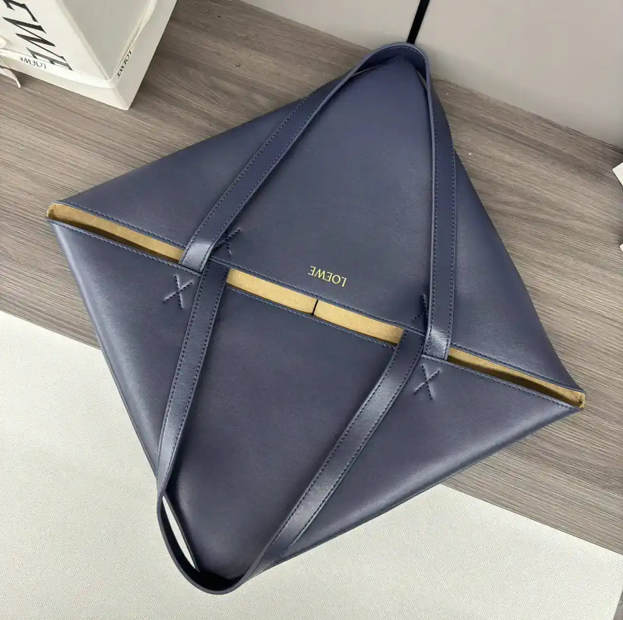Loewe XL Puzzle Fold tote in shiny calfskin B933Q18X01 Navy