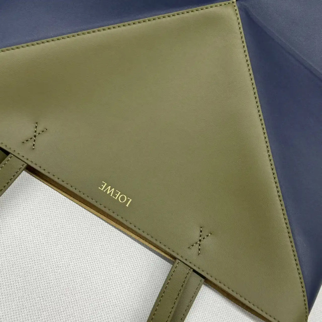 Loewe XL Puzzle Fold tote in shiny calfskin B933Q18X01 Blue Green