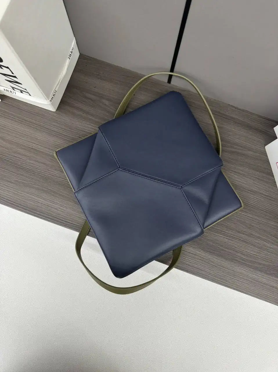 Loewe XL Puzzle Fold tote in shiny calfskin B933Q18X01 Blue Green
