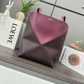 Loewe XL Puzzle Fold tote in shiny calfskin B933Q18X01 Red & Wine Red