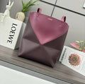 Loewe XL Puzzle Fold tote in shiny calfskin B933Q18X01 Red & Wine Red