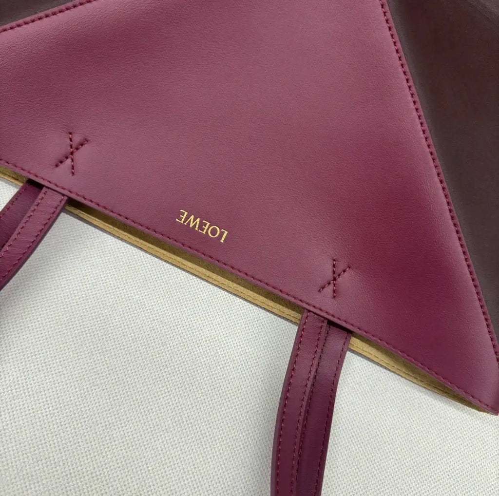 Loewe XL Puzzle Fold tote in shiny calfskin B933Q18X01 Red & Wine Red