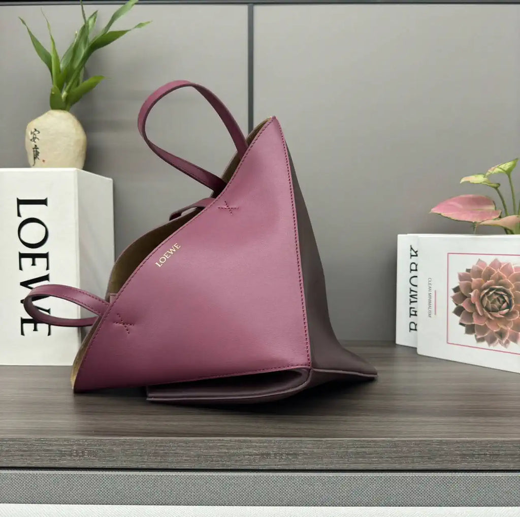 Loewe XL Puzzle Fold tote in shiny calfskin B933Q18X01 Red & Wine Red
