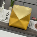Loewe XL Puzzle Fold tote in shiny calfskin B933Q18X01 Apricot Yellow