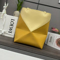 Loewe XL Puzzle Fold tote in shiny calfskin B933Q18X01 Apricot Yellow