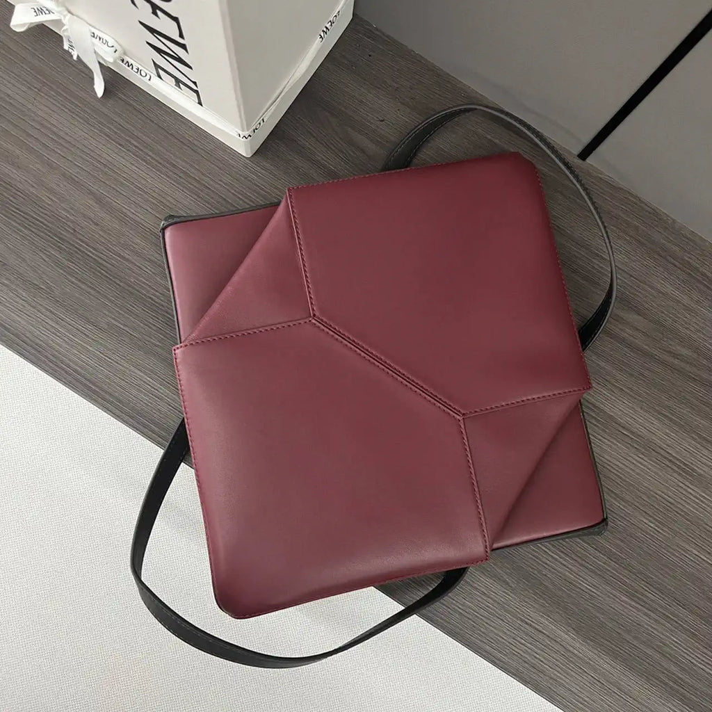 Loewe XL Puzzle Fold tote in shiny calfskin B933Q18X01 Black & Red