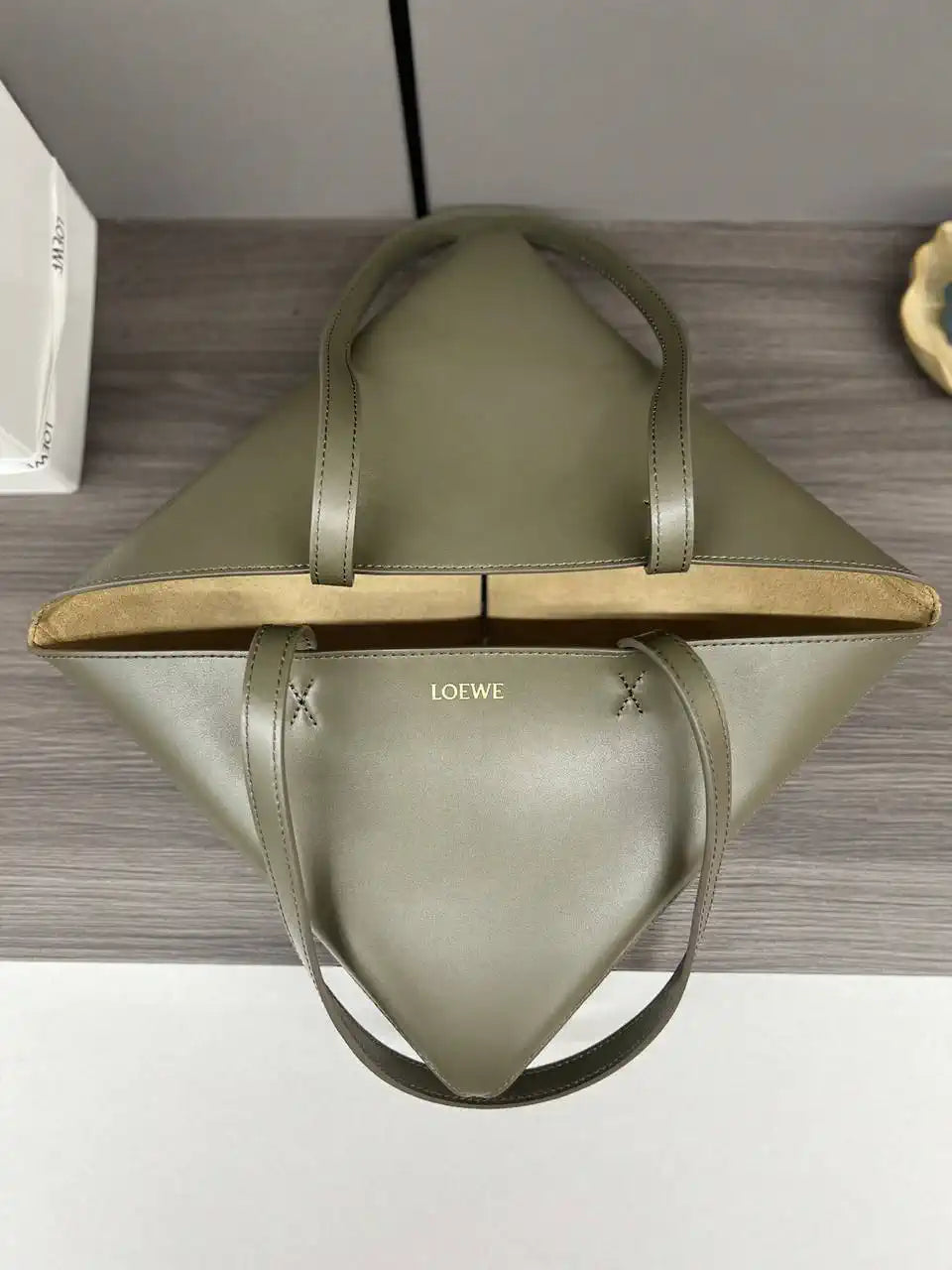 Loewe XL Puzzle Fold tote in shiny calfskin B933Q18X01 Dark Green