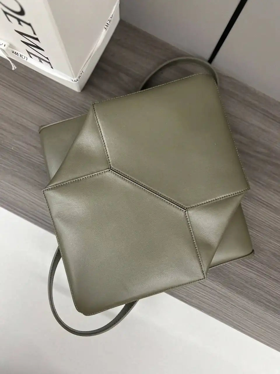 Loewe XL Puzzle Fold tote in shiny calfskin B933Q18X01 Dark Green