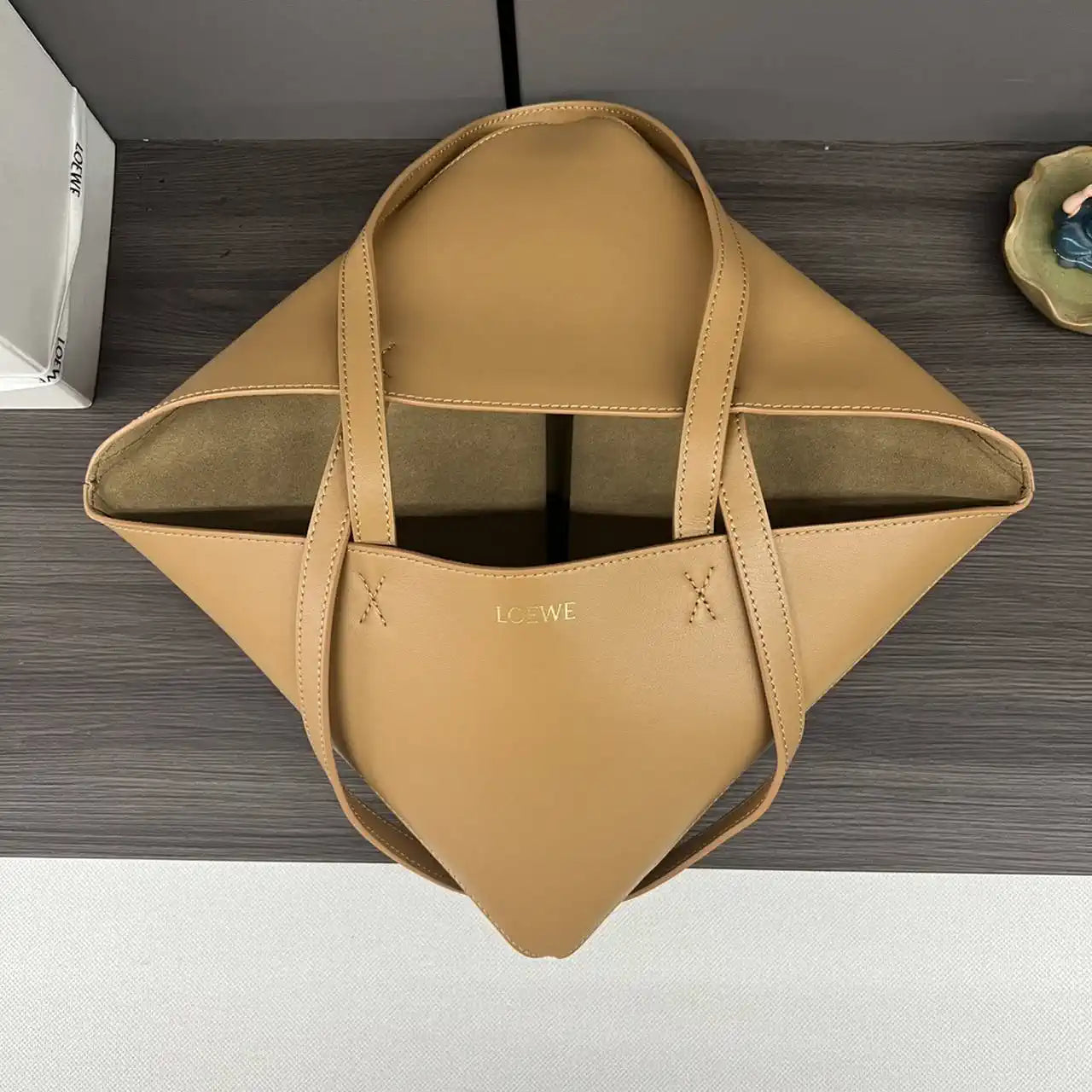 Loewe XL Puzzle Fold tote in shiny calfskin B933Q18X01 Apricot