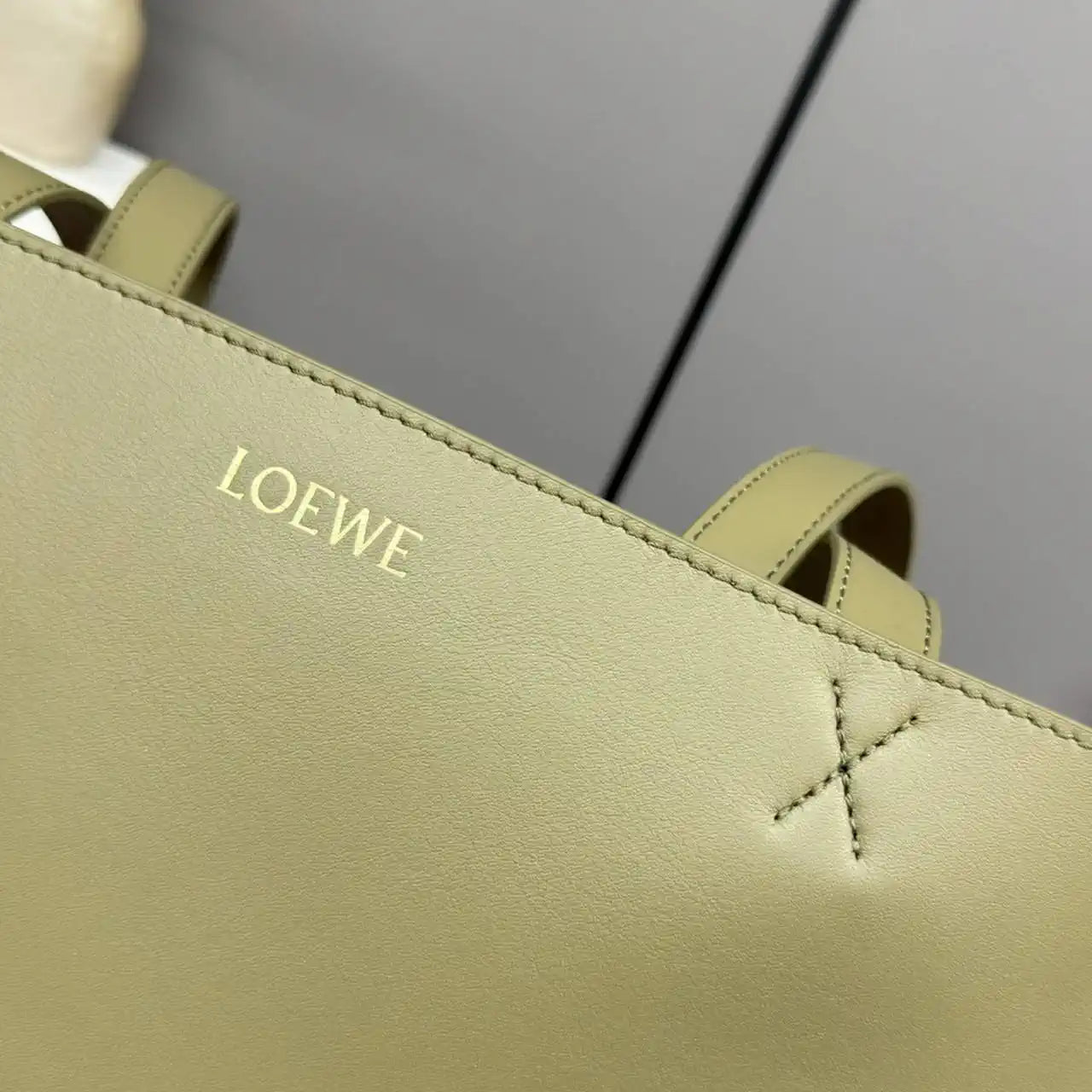 Loewe XL Puzzle Fold tote in shiny calfskin B933Q18X01 Lemon Green