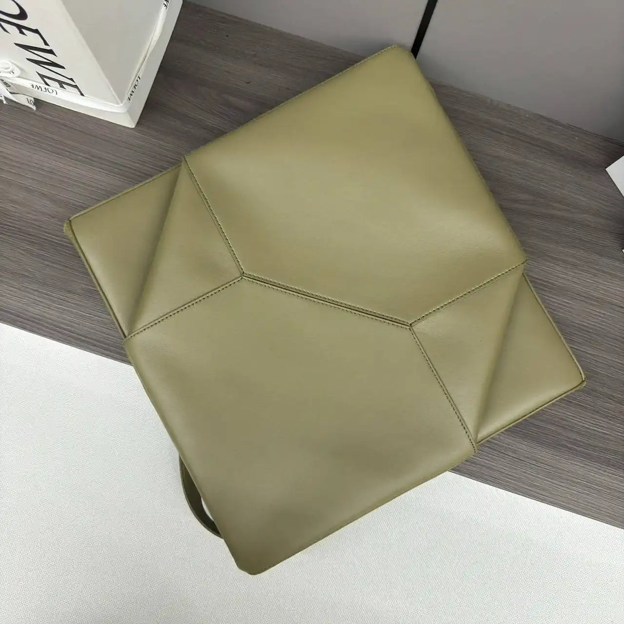 Loewe XL Puzzle Fold tote in shiny calfskin B933Q18X01 Lemon Green