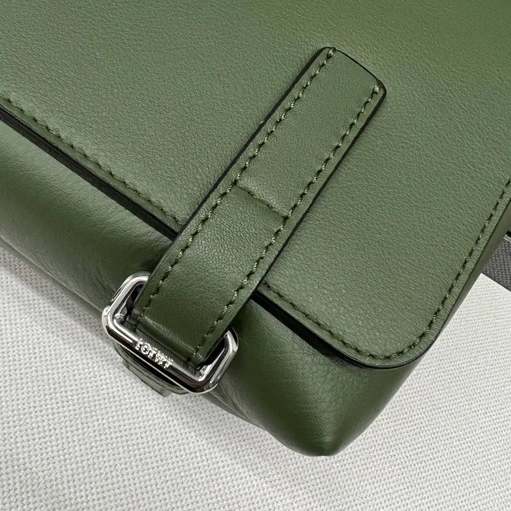 Loewe XS Military messenger bag in supple smooth calfskin and jacquard B553A72X27 Green