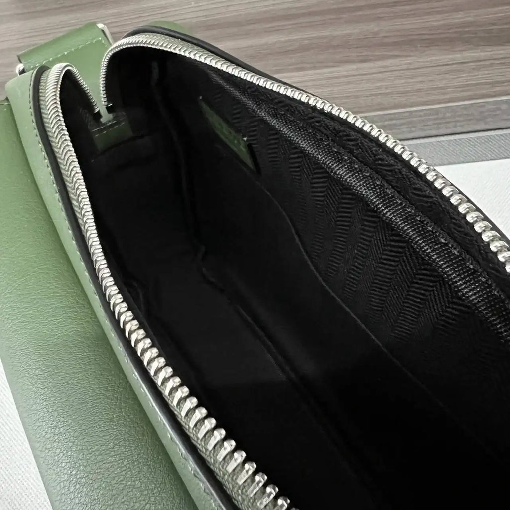 Loewe XS Military messenger bag in supple smooth calfskin and jacquard B553A72X27 Green