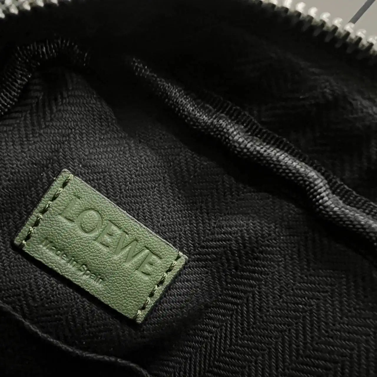 Loewe XS Military messenger bag in supple smooth calfskin and jacquard B553A72X27 Green