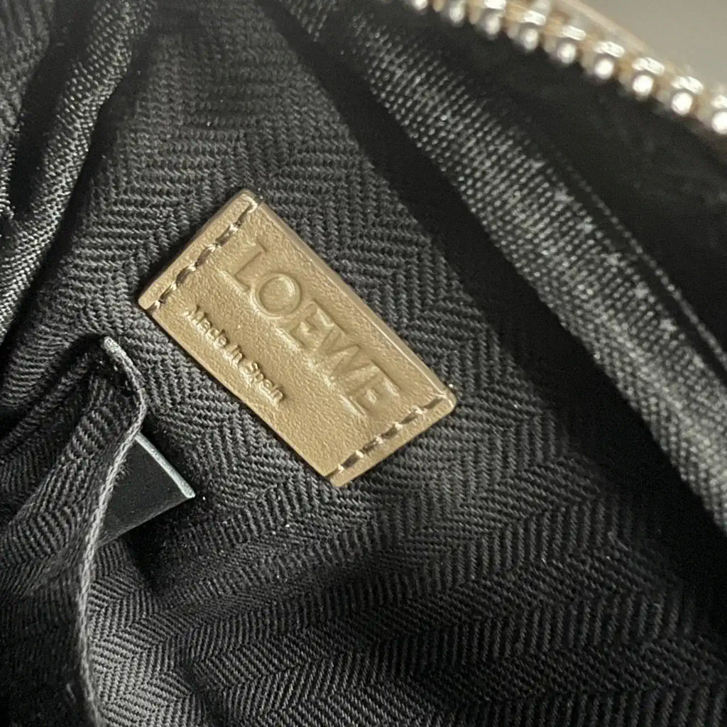 Loewe XS Military messenger bag in supple smooth calfskin and jacquard B553A72X27 Coffe
