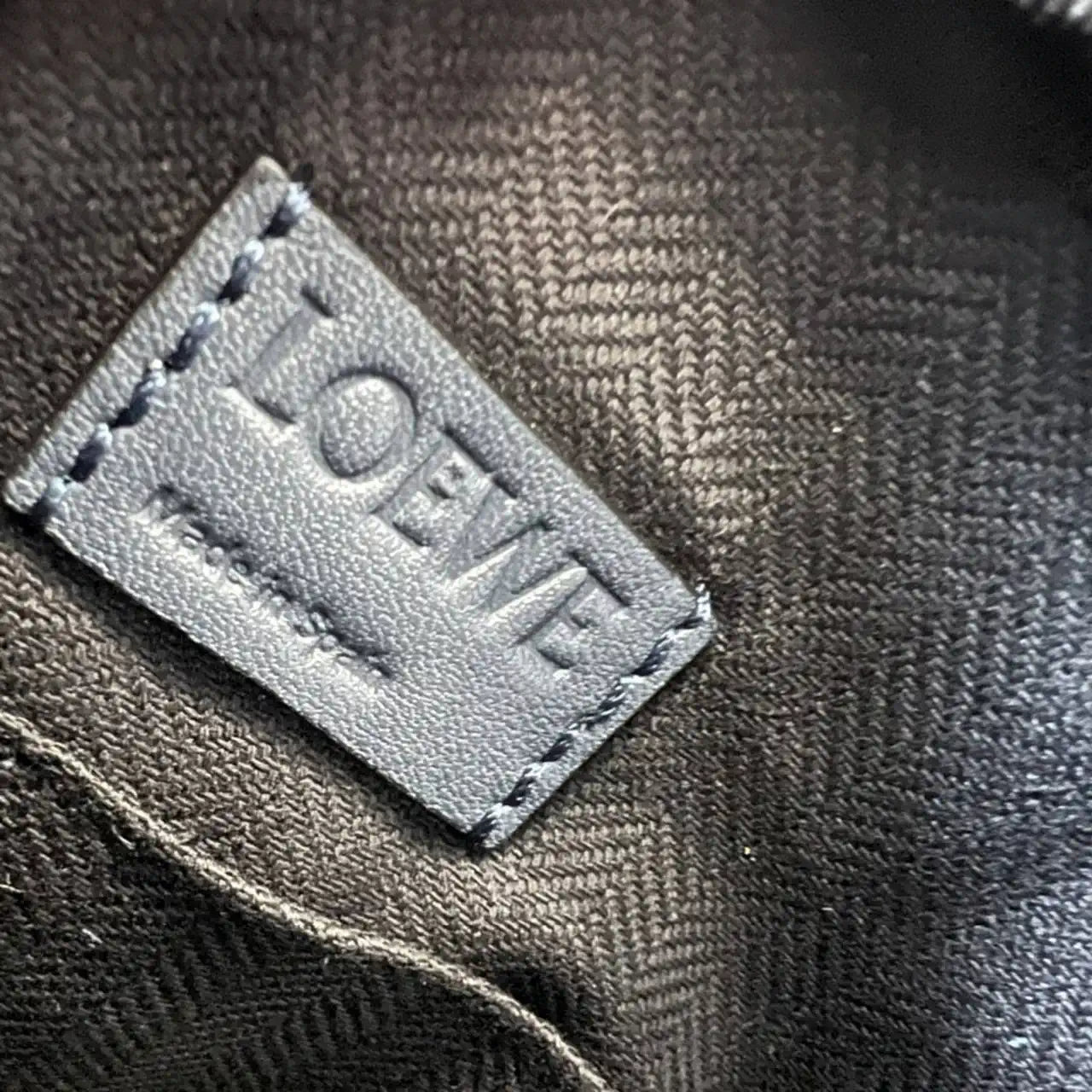 Loewe XS Military messenger bag in supple smooth calfskin and jacquard B553A72X27 Navy Blue